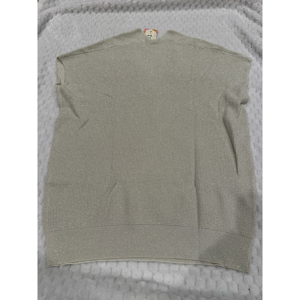 IFUROL Metallic Knit V-Neck Sweater Vest Champagne Gold Shimmer 8116F1 Medium - Picture 2 of 4